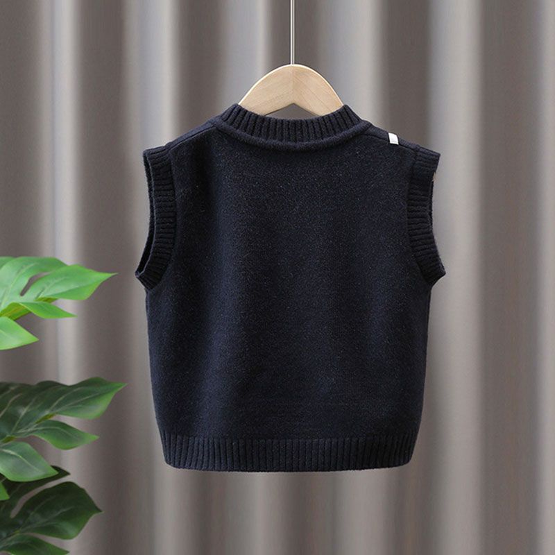 Áo sweater Dệt Kim Không Tay Thời Trang Xuân Thu Cho Bé Trai