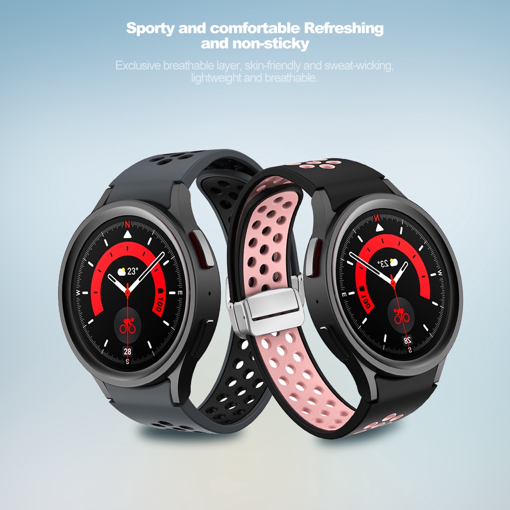 Silicone Dây Đeo Silicon Thoáng Khí Có Khóa Nam Châm Cho Đồng Hồ Thông Minh samsung galaxy watch 6 5 4 44 / 40mm galaxy watch 6 classic 5pro 45mm