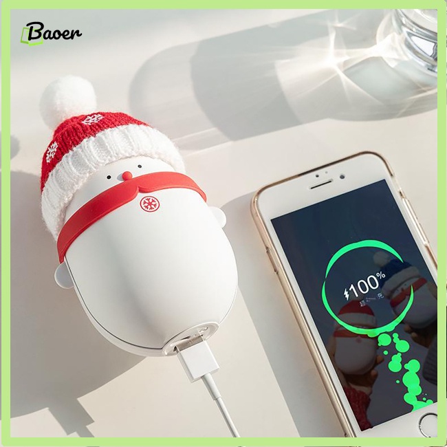 Máy Sưởi Ấm Tay Mùa Đông mini 10w 2 Cổng Sạc usb Chính Hãng 100% Hình Người Tuyết