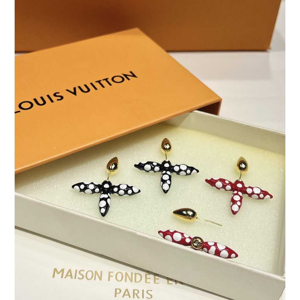 Bông Tai lv Bằng Thép Titan In Chữ Thời Trang Cho Nữ