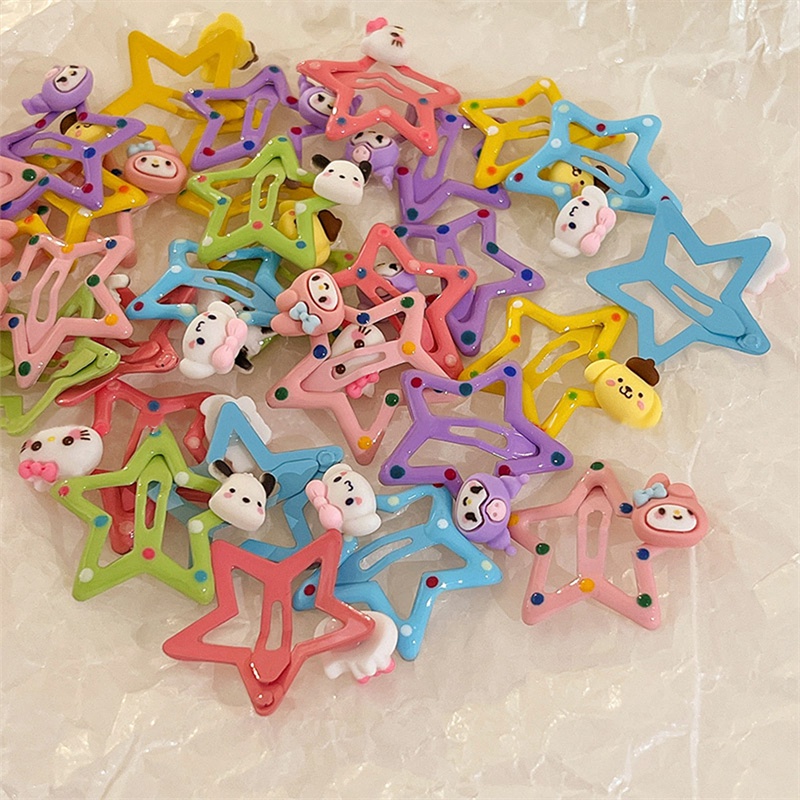 SANRIO 1 Kẹp Tóc Da Hình Chú Chó cinnamon Hoạt Hình Đáng Yêu Thời Trang Thu Đông Dành Cho Bé Gái