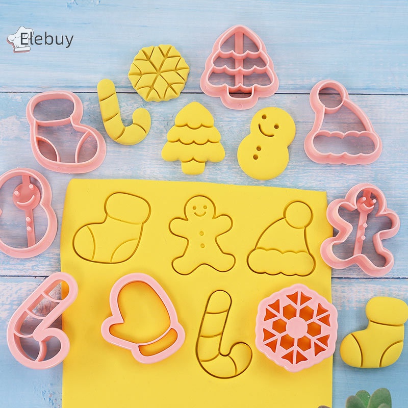 Bộ 8 khuôn cắt bánh quy ELEBUY hình cây thông Giáng sinh dễ thương