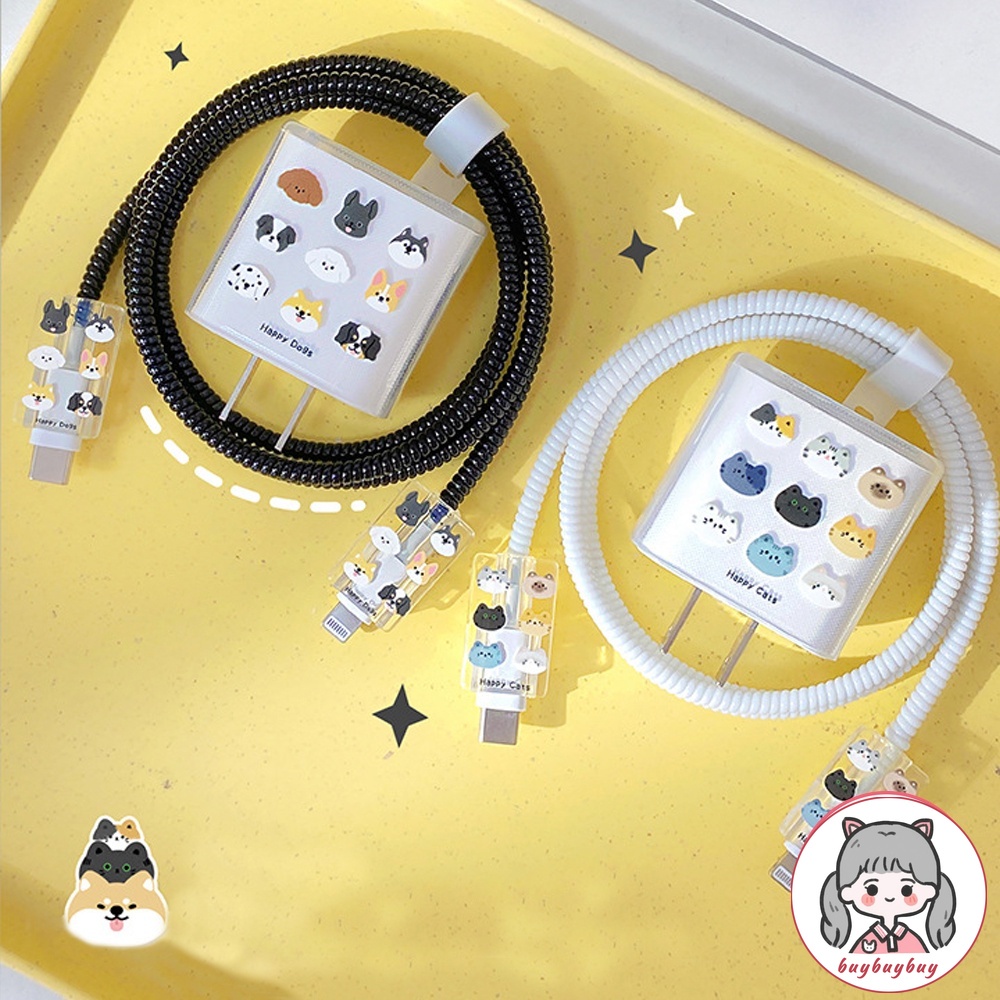 Dễ Thương Vỏ Bảo Vệ Hộp Sạc Tai Nghe iphone 11 12 13 14 18w-20w Bằng Silicon Trong Suốt Hình Chó Mèo