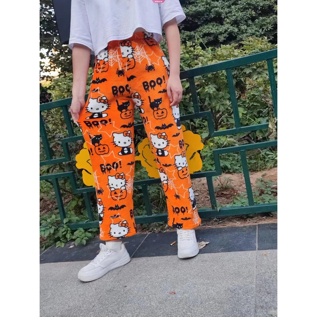 Quần Pijama In Hoạt Hình sanrio hello kitty Dễ Thương Giữ Ấm Mùa Thu / Đông