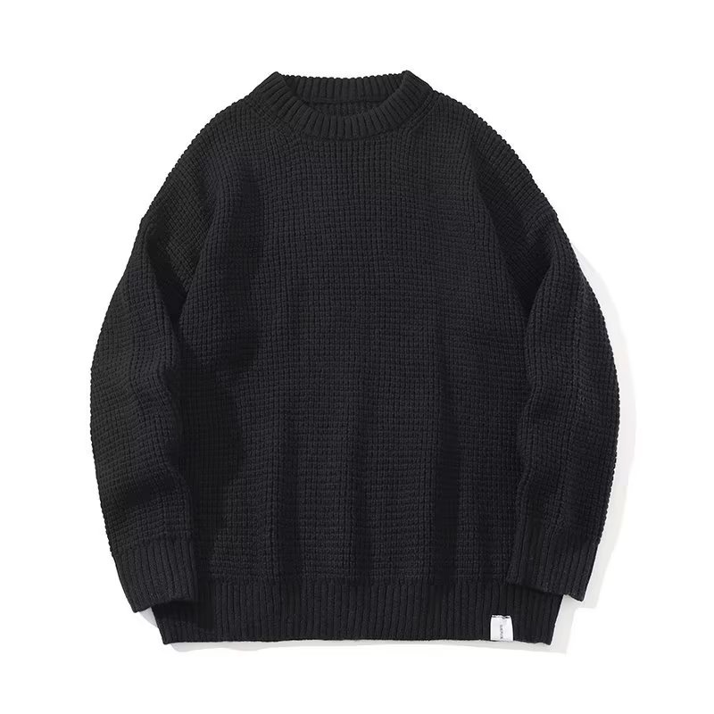 Áo Sweater Dệt Kim Tay Dài Dáng Rộng Màu Đen Phong Cách Hàn Quốc Cho Nam Giới size m-5xl