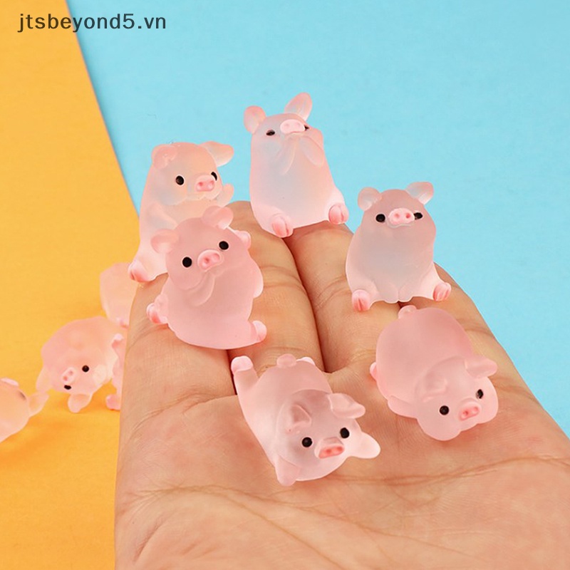 Bộ 6 Mô Hình Chú Heo Bằng Nhựa Phát Quang Dễ Thương Trang Trí Sân Vườn / Nhà Cửa