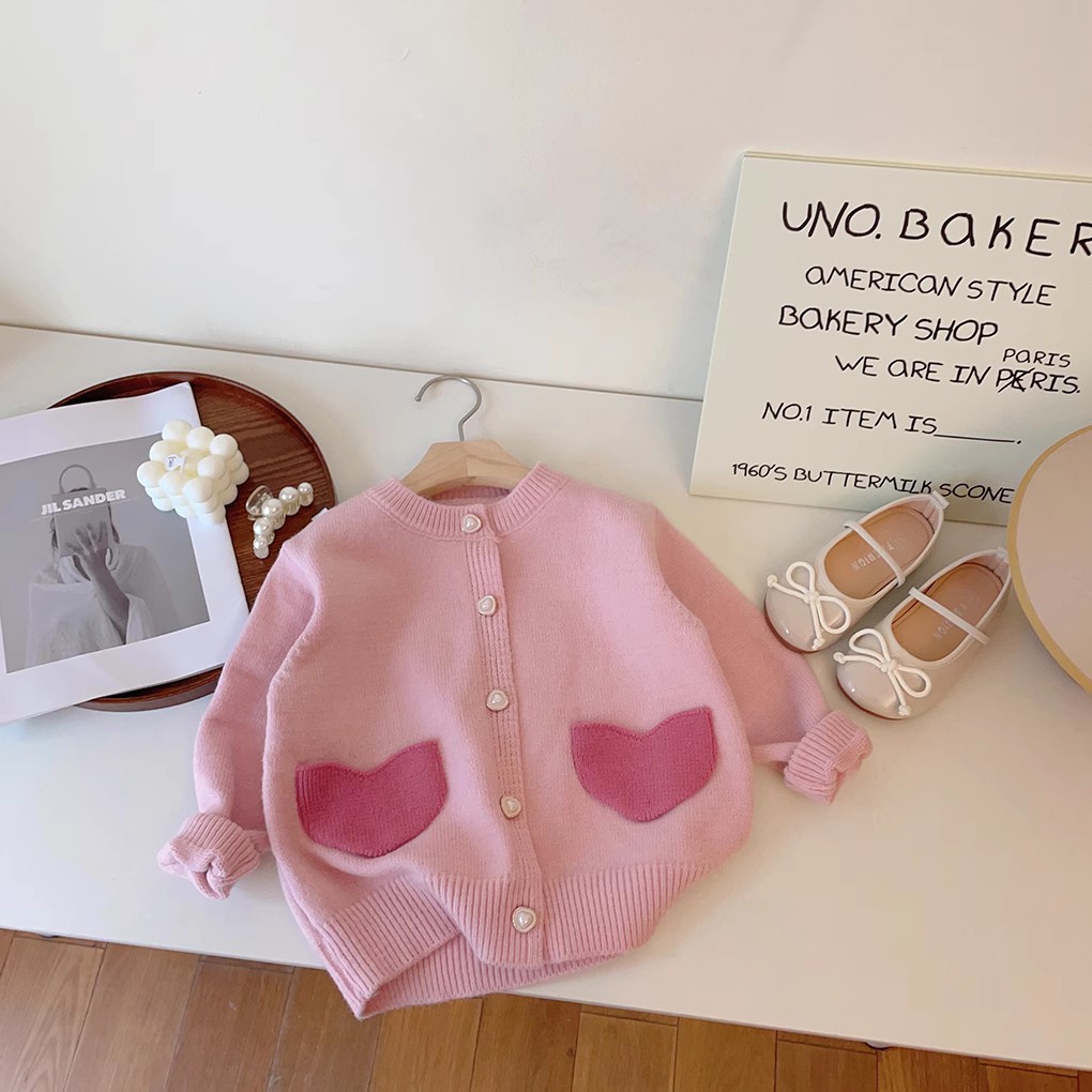 Áo Khoác Len cardigan Phong Cách Hàn Quốc Ngọt Ngào Cho Bé Gái