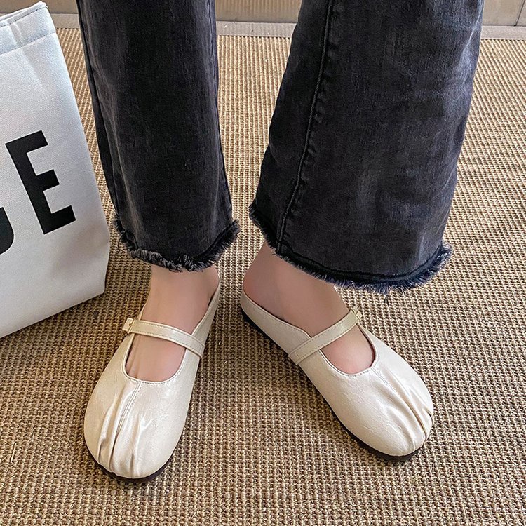 Dép bít mũi IELGY đế bằng xếp ly thời trang cho nữ