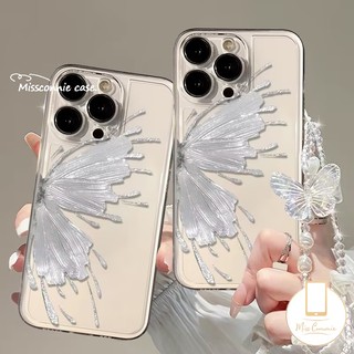 Ốp Điện Thoại tpu Mềm Họa Tiết Bướm + Dây Đeo Cho iphone 15 11 13 14 12 pro max 7 8 6 6s plus se 2020 x xs max xr