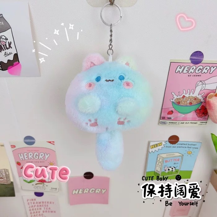 Móc Khóa Mèo Bông Đuôi Có Còi Dễ Thương Mềm Mại yk