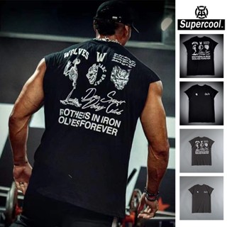 #SupercooL# Áo Thun Ba Lỗ Gym Thể Thao Nam Áo Sát Nách Tank Top Cổ Tròn Phong Cách Âu Mỹ Thể Dục Unisex Côtton Cao Cấp Form Rộng