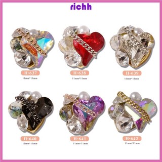 Richh Hộp Đá Pha Lê 3d Trang Trí Móng Tay