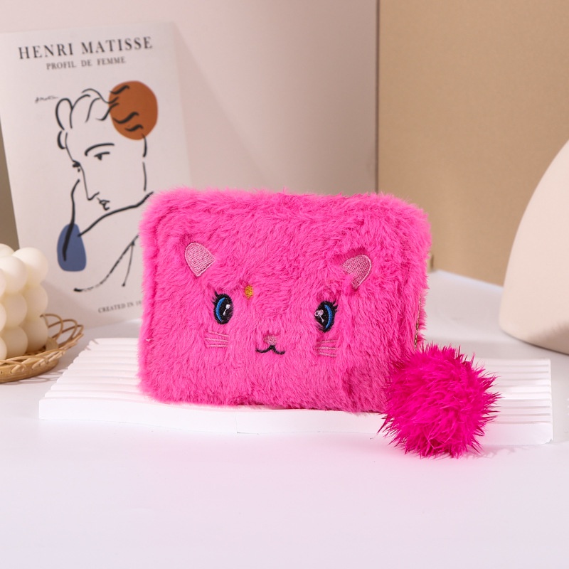 Ví Bông Ngắn Thêu Họa Tiết Phối Khóa Kéo Thời Trang Cho Nữ