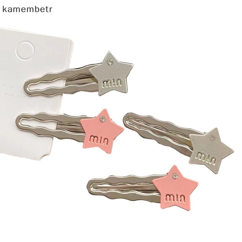 Kam Set 7 Kẹp Tóc Kim Loại Hình Ngôi Sao / Trái Tim Dễ Thương Cho Nữ y2k