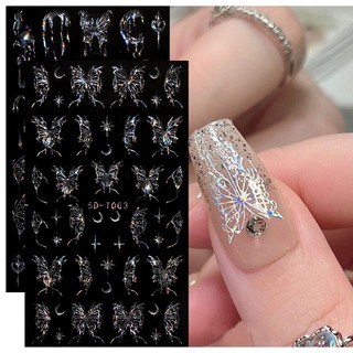  Sticker Dán Móng Tay Nghệ Thuật Họa Tiết Bướm Và Hoa 5d Dập Nổi 