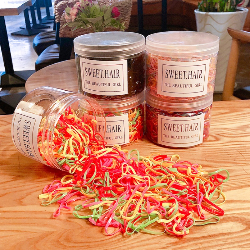 Set 500-2500 Dây Thun Buộc Tóc Nhiều Màu Sắc Thời Trang Hàn Quốc Dành Cho Trẻ Em