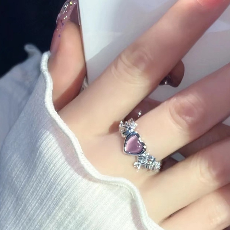 Nhẫn Đính Đá opal Màu Hồng Thời Trang Cho Nữ