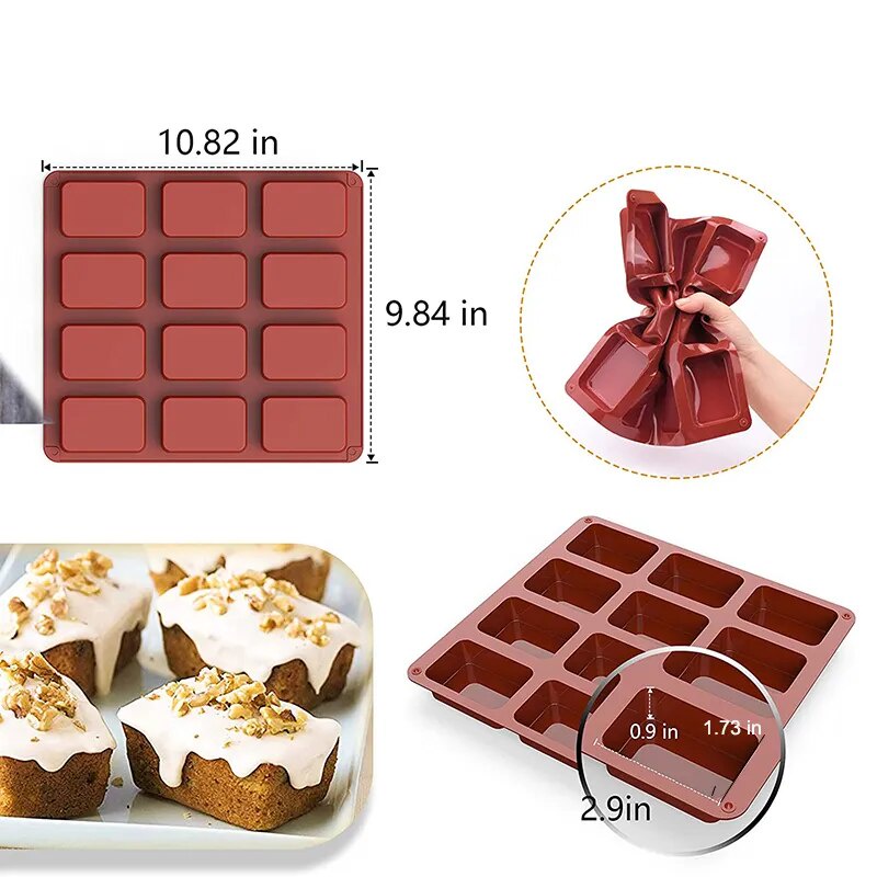 Khuôn Silicon Hình Chữ Nhật Mini Ổ Bánh Mì Chảo Bánh Brownie Bánh Mì Khay Nướng Bánh Khay Phô Mai Xà Phòng Khuôn Bếp