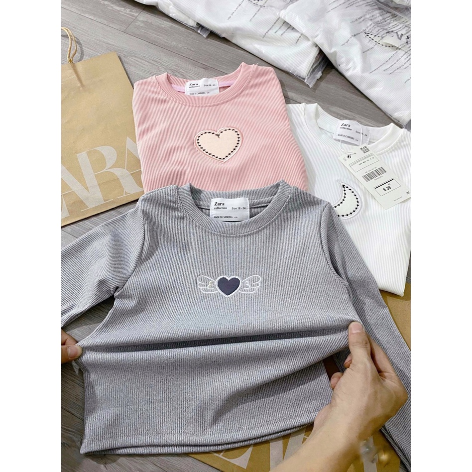 ✨MALINHKID✨CB0561 Combo 3 áo TIM TRĂNG trẻ em cổ tròn dài tay