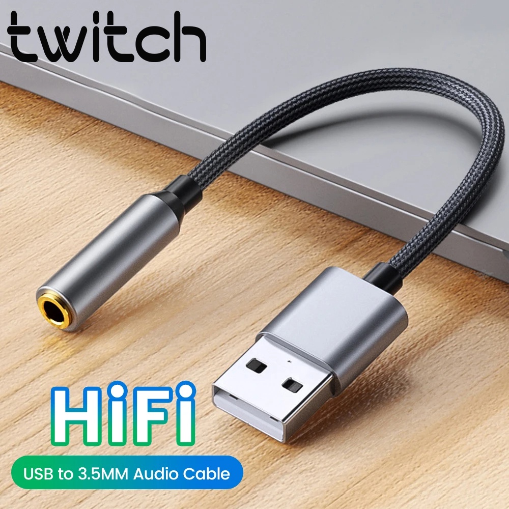 Twitch Dây Cáp Chuyển Đổi Âm Thanh usb Sang 3.5mm 2 Trong 1 Cho Điện Thoại / Máy Tính Bảng / ps4