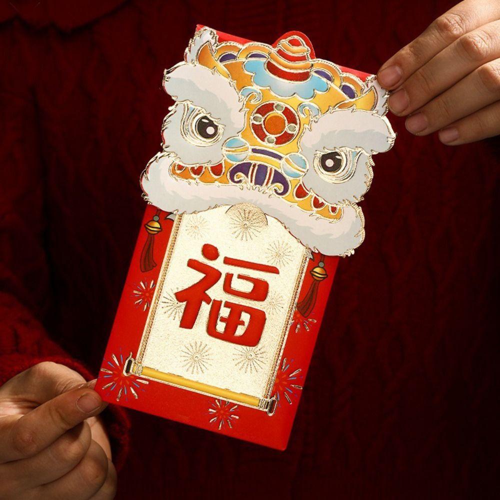 Mmluck Set 4 Bao Lì Xì Đỏ May Mắn Phong Cách Trung Hoa Họa Tiết Rồng Múa Phong Cách Hoạt Hình Trung Hoa
