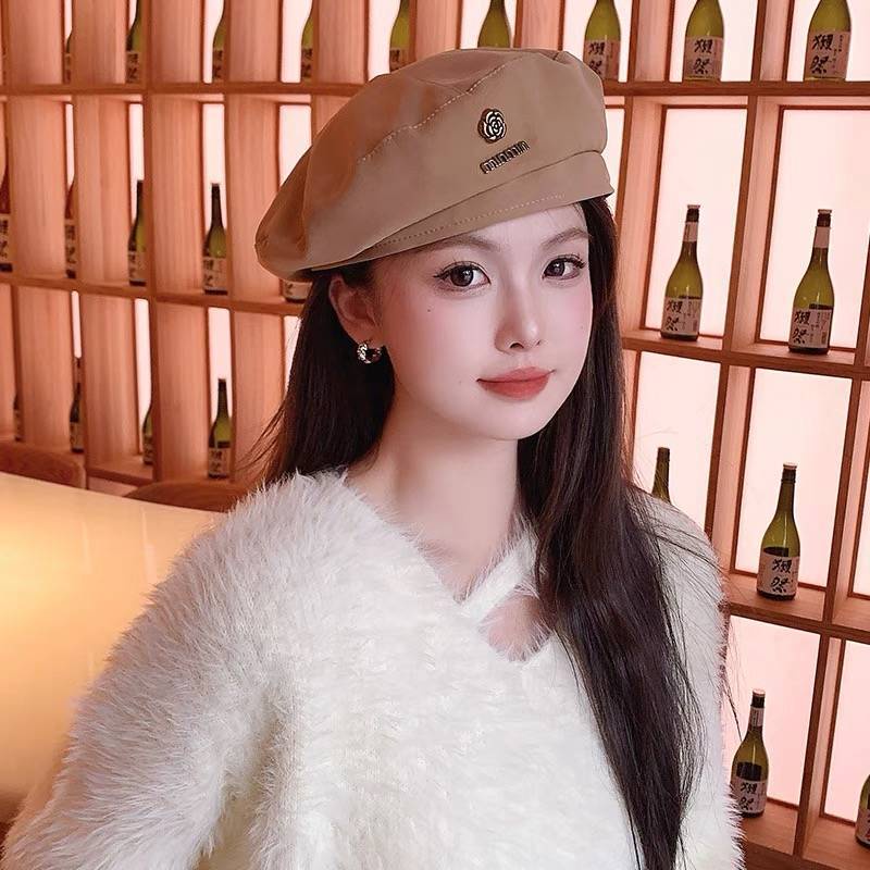 Mũ nồi mũ beret hoa trà min min