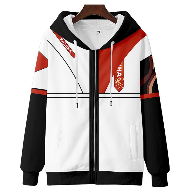 Genshin Áo hoodie Tay Dài In Hình kaedehara kazuha 3d Có Khóa Kéo Thời Trang Thường Ngày unisex