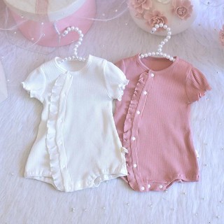 Áo liền quần ngắn tay viền bèo thời trang mùa hè dành cho bé gái