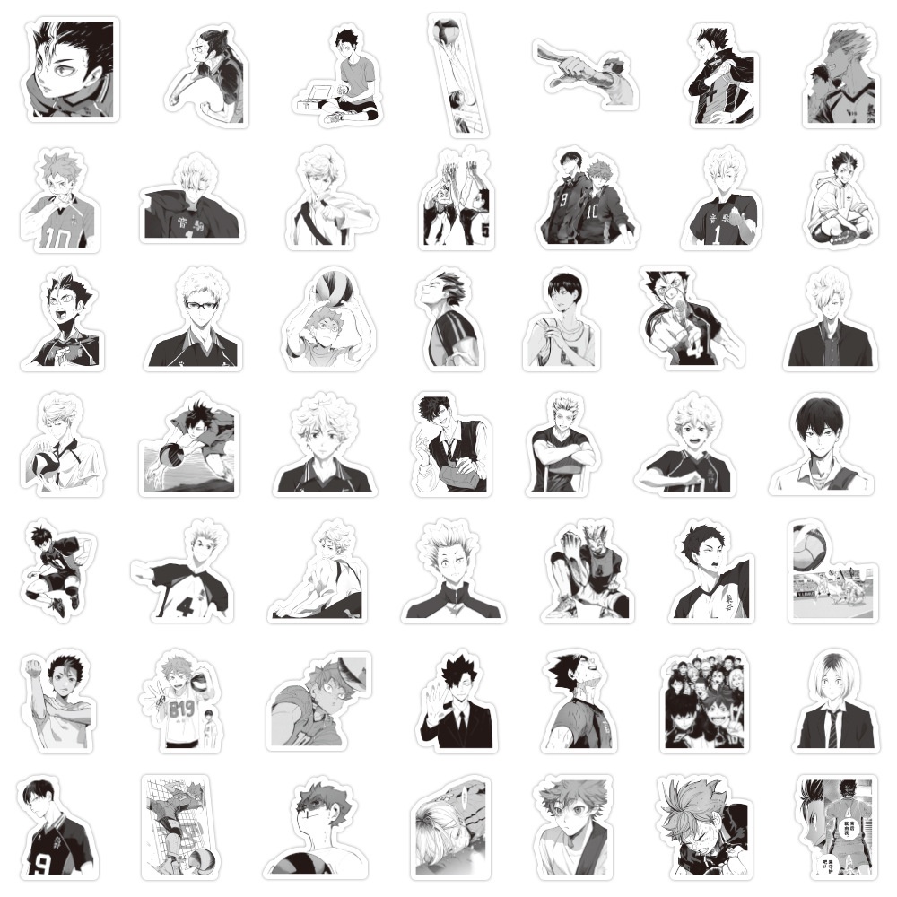 Bộ 100 Nhân Vật anime haikyuu!!! Đen Sticker graffiti Dán Trang Trí Mũ Bảo Hiểm Xe Đạp