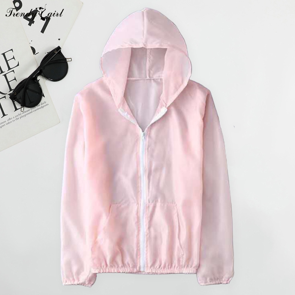 Áo Khoác Chống Nắng Tay Dài Có Khóa Kéo Màu Trơn Siêu Mỏng Cho Nam Và Nữ