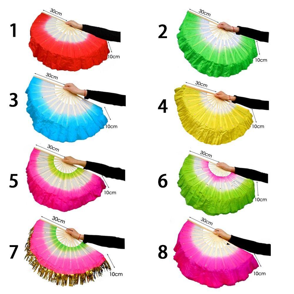 Myrong1hd Quạt Múa Bụng Bằng Lụa Rayon Dài 40cm