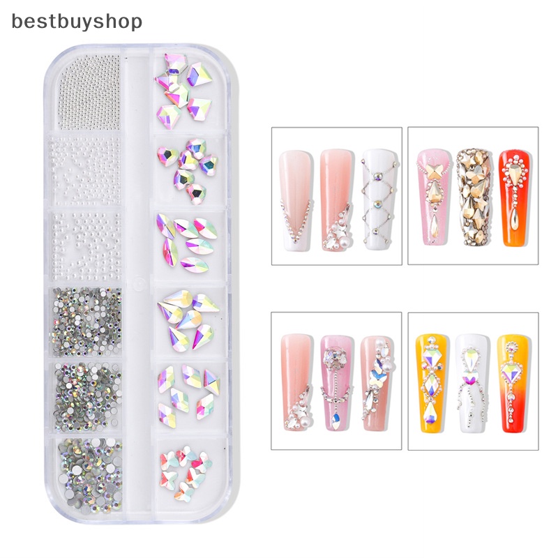 Hộp 12 Ô Đá Pha Lê 3d Lấp Lánh Trang Trí Móng Tay Nghệ Thuật Mới