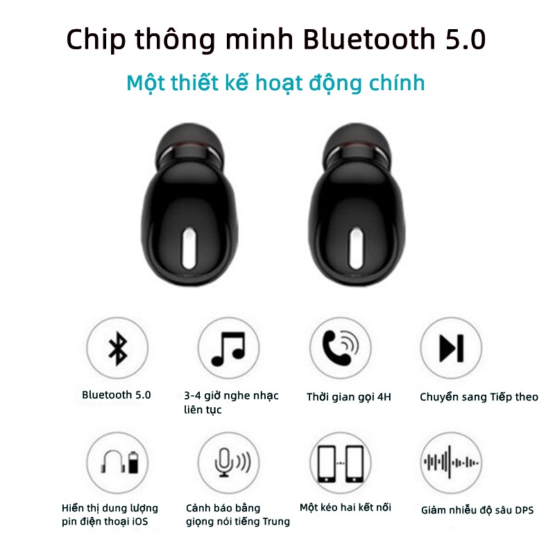 Tai nghe bluetooth không dây Hifi X9 GrownTech mini có micro phong cách thể thao dành cho tất cả điện thoại