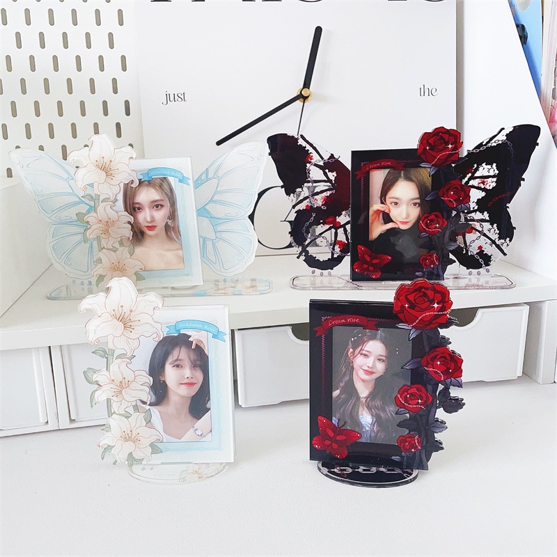 Thẻ idol Bằng acrylic In Họa Tiết Hoa Hồng Trang Trí Khung Ảnh