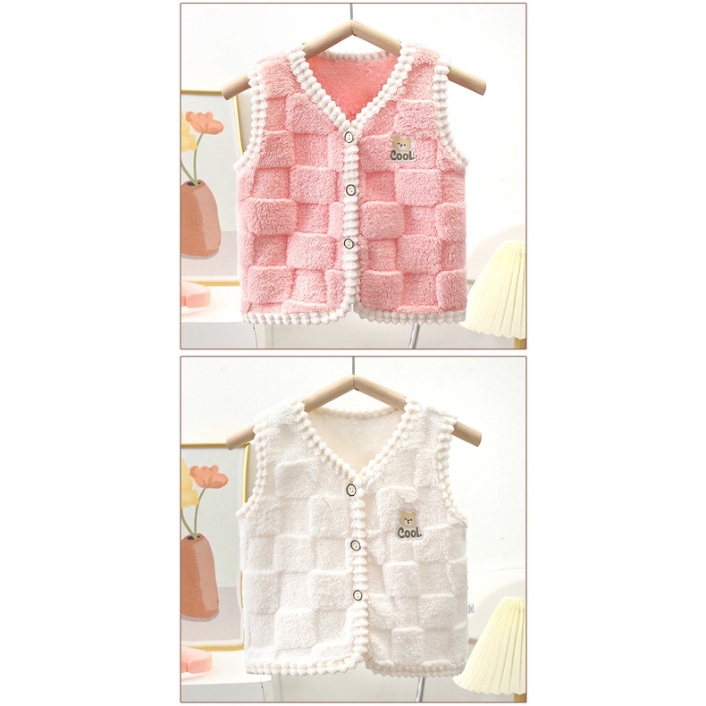 Áo Khoác Lông Cừu Không Tay Cổ Chữ v Thời Trang Thu Đông Cho Bé 73-120cm