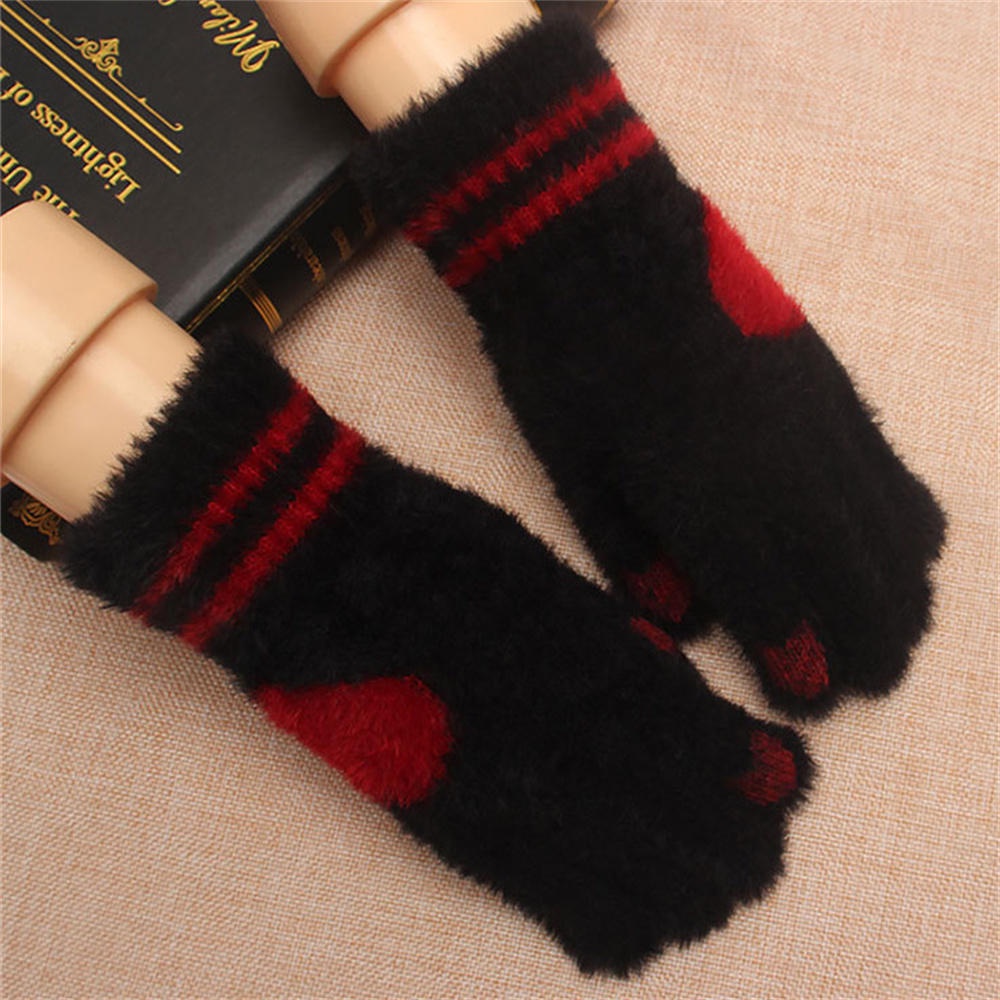 Găng Tay Lông Nhung Hở Ngón Chống Lạnh Màu Sắc Đơn Giản Cho Cặp Đôi