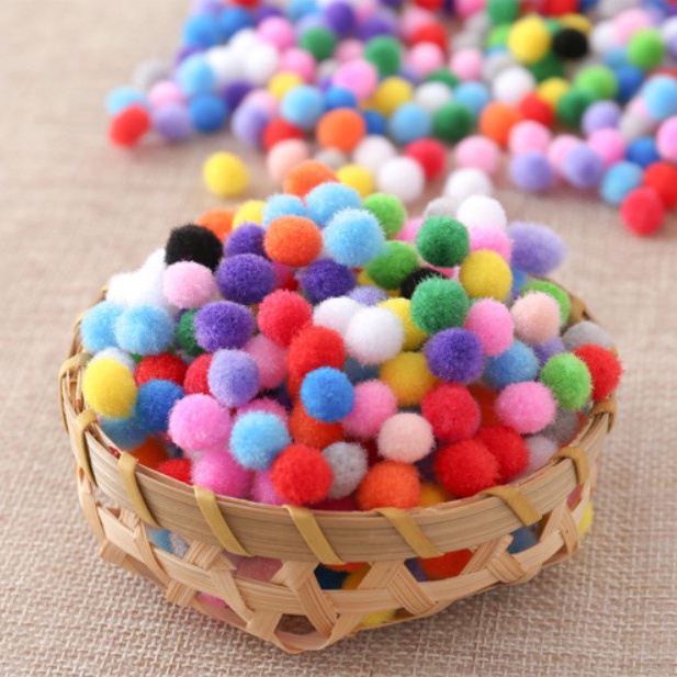 2000Pcs 1cm DIY Multicolor Mini Soft Fluffy Pom Poms Ball for Kids Tool