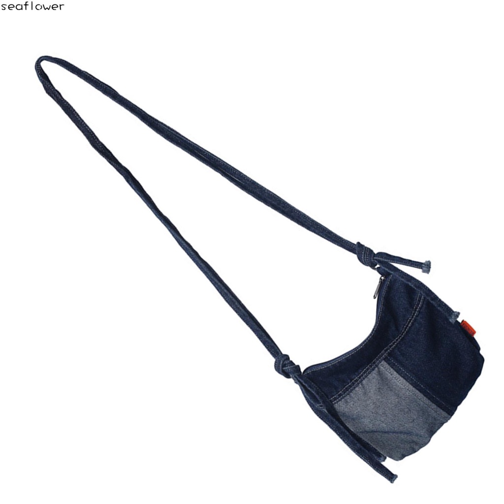 Túi Đeo Chéo Vải denim Mềm Màu Xanh Dương Có Dây Đeo Thời Trang Cho Nữ