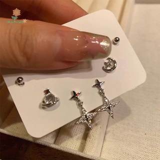 Set 6 Khuyên Tai Hình Hành Tinh Đính Đá Thời Trang Nữ