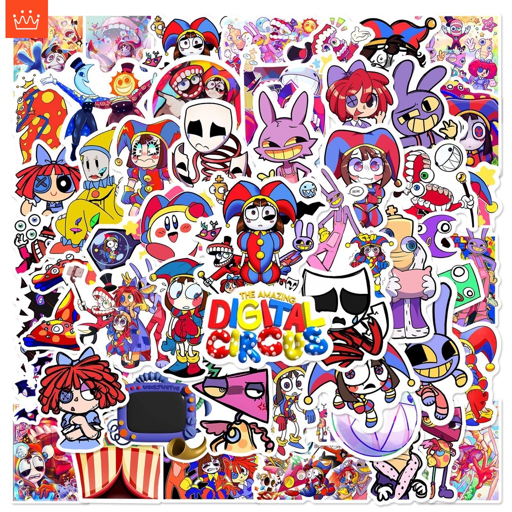 J· Hình Dán Chống Nước The Amazing Digital Circus Phim Hoạt Hình Mũ Bảo Hiểm Máy Tính Xách Tay Hành Lý Dán Thiết Lập, 60 tờ