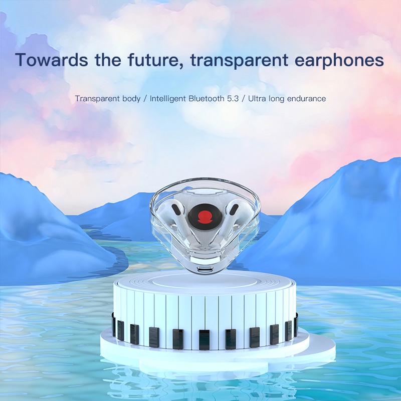 TZUZL tws Tai Nghe bluetooth 5.3 Không Dây mini Trong Suốt Phong Cách retro