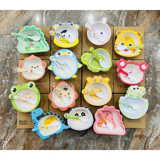 Bát ăn dặm cho bé sợi tre cao cấp kèm thìa shopmevyvy