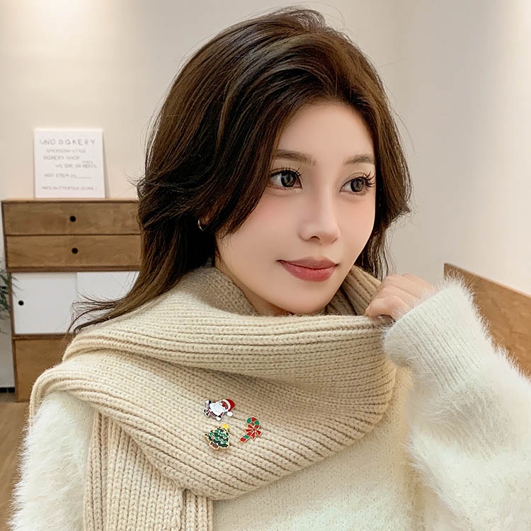 Bộ 2 Ghim Cài Áo Kim Loại Hình Ông Già Noel Hoạt Hình Dễ Thương
