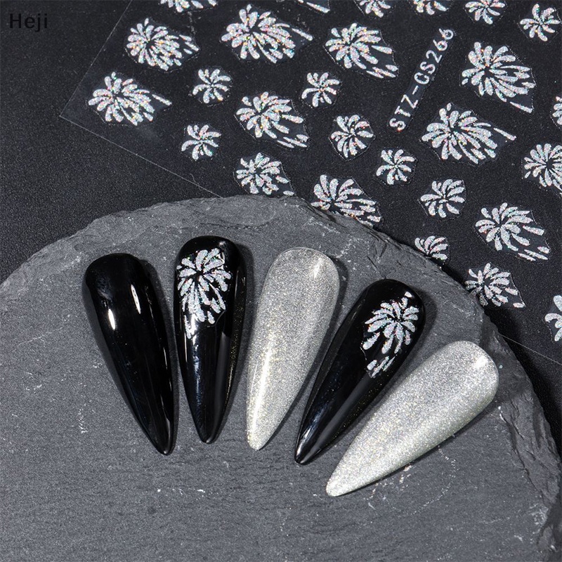 Heji Miếng Dán Trang Trí Móng Tay Hình Hoa Lá Lấp Lánh Nhiều Màu Sắc vn