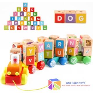 Đồ Chơi Xe Kéo Tàu Hỏa Kết Hợp Xếp Chồng Bảng Chữ Cái Tiếng Anh Giúp Bé Vừa Chơi Vừa Học Hiệu Quả BAO NGON TOYS DG285