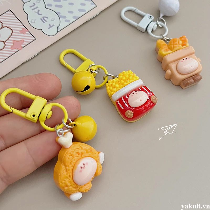 🎀 yakult 🎀Móc Khóa Hình Thức Ăn Quái Vật Có Chuông Dễ Thương Làm Quà Tặng Cho Học Sinh / Cặp Đôi / Bạn