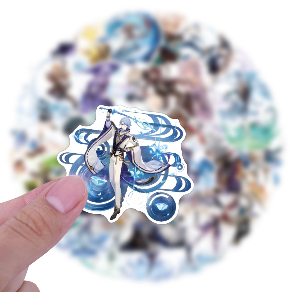 50 Miếng Dán Trang Trí Mũ Bảo Hiểm / Bút Chì Chống Thấm Nước Mẫu Mới Phong Cách game genshin diluc albedo graffiti