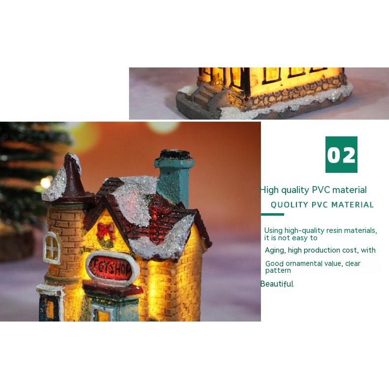 Ngôi Nhà Nhỏ Bằng Nhựa resin Phong Cách Giáng Sinh Mới Trang Trí Phong Cảnh Thu Nhỏ Quà Tặng Giáng Sinh ghi8