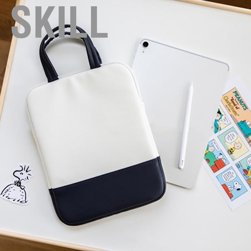Skill Laptop Bag Cute Alphabet Patterns Waterproof Shock Resistant PU Leather Tablet with Handle
