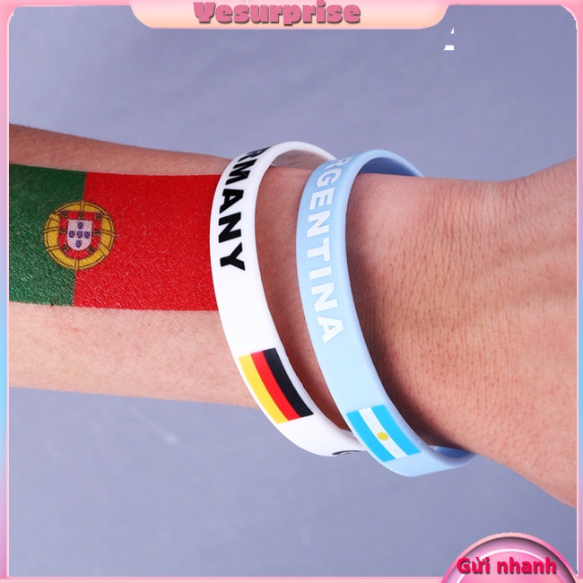 Yesurprise Vòng Tay silicone Dẻo Họa Tiết Cờ Các Nước Tham Gia world cup 2022